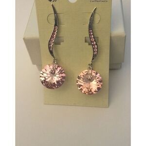 100 Facet Pink Crystal Dangle Earrings